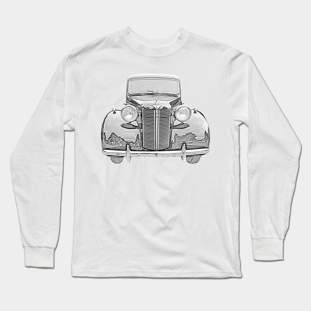 Austin Ten 1940s British classic car monochrome Long Sleeve T-Shirt by soitwouldseem